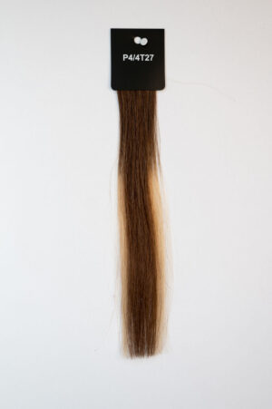 Genius Wefts - 100 % Echthaar - Remy Haarqualität - Farbnummer 4P/4T27 Braun mit Blondsträhnen